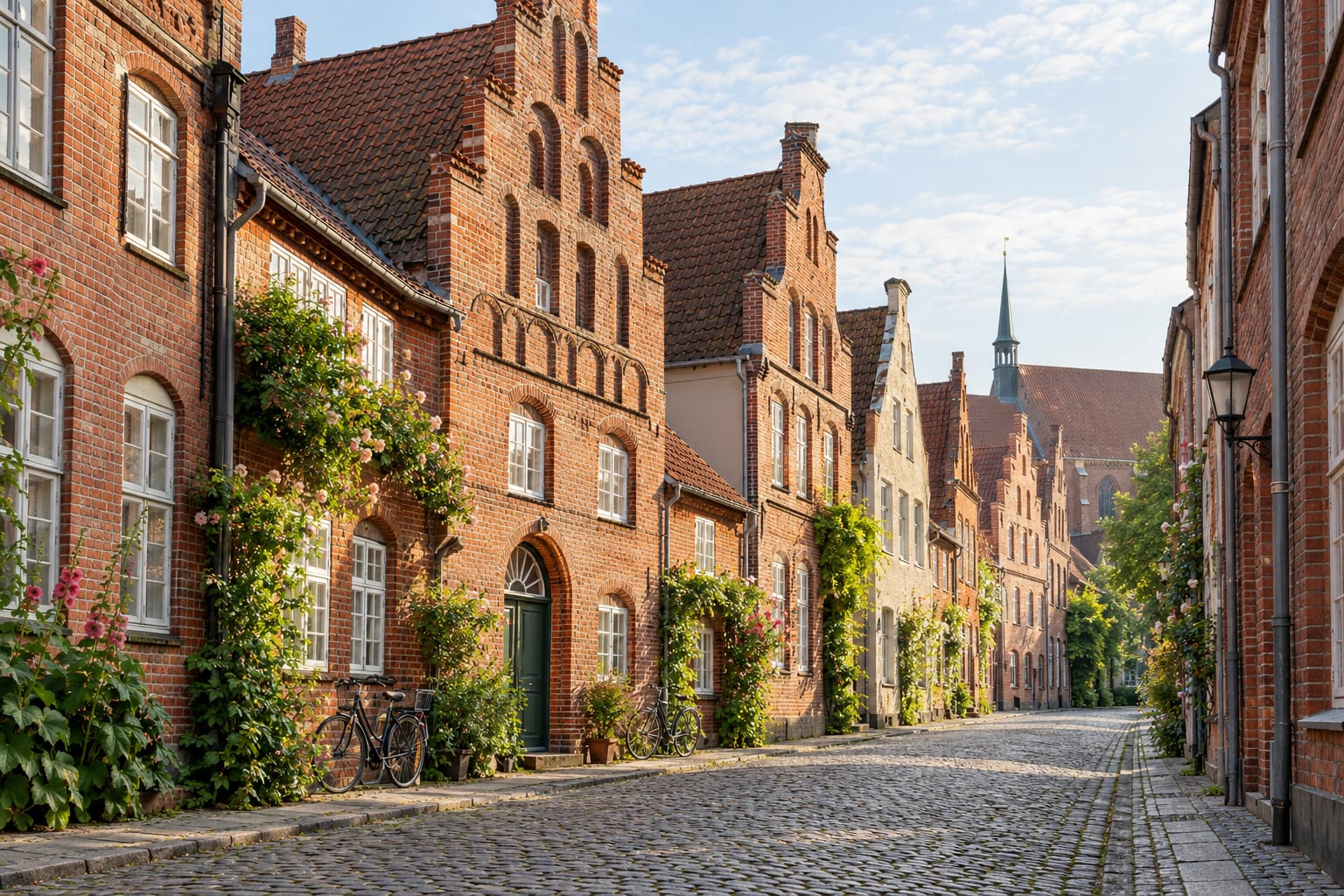 Backsteingiebel in einer historischen Altstadt – Photovoltaik und Denkmalschutz in Lüneburg